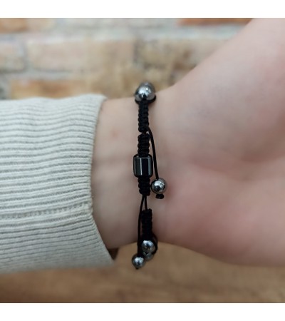 Doğal Terahertz Makrome Bileklik - B-3486-1