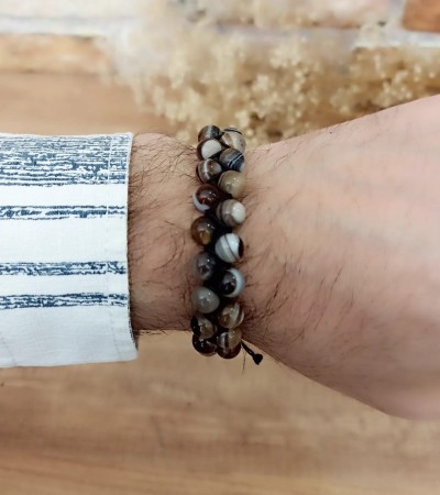 Göz akik makrome bileklik - B-3504-1