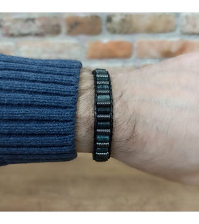 Doğal Taş Yeşim &Hematit Erkek Bileklik - B-3473-1