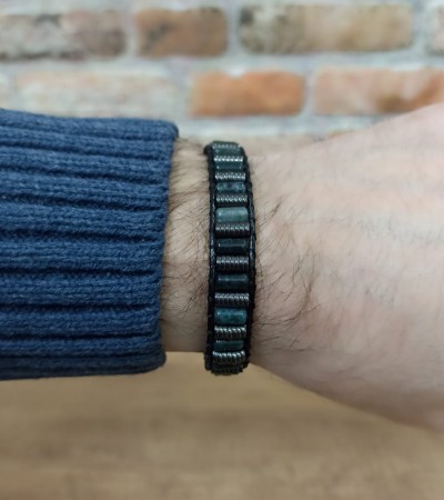 Doğal Taş Yeşim &Hematit Erkek Bileklik - B-3473-1