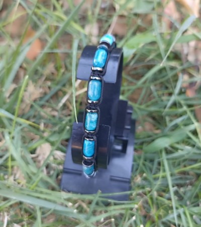 Doğal Taş Apatit Erkek Makrome Bileklik - B-3515-1