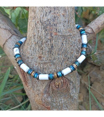 Doğal Taş Havlit Erkek Makrome Bileklik - B-3519-1