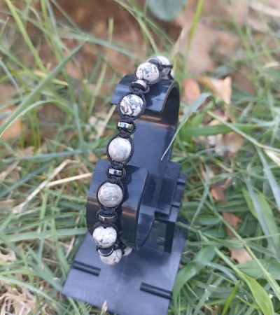 Doğal Taş Jasper Erkek Makrome Bileklik - B-3518-1