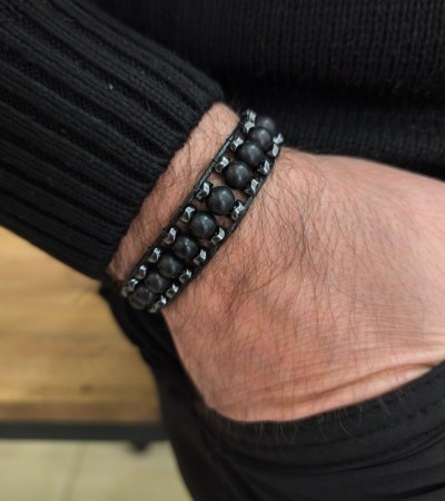 Doğal Taş Shungit Bileklik - B-3490-1