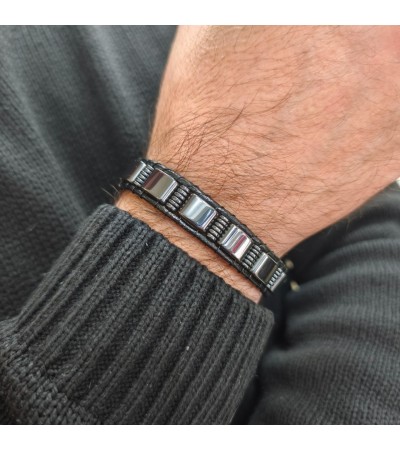 Doğal Taş Hematit Taşlı Bileklik- B-3573-1