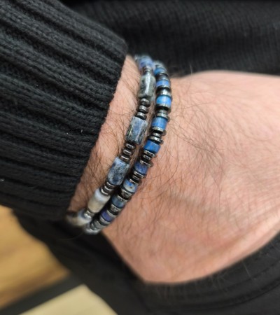 Doğal Taş Lapis-Sodalit-Hematit Bileklik - B-3575-1