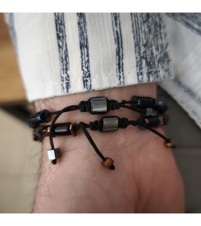 Hematit makrome Bileklik - B-3562-1