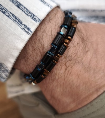 Hematit makrome Bileklik - B-3562-1