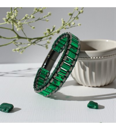 Doğal (sıkma) Malakit & Hematit Bileklik - B-3585-1