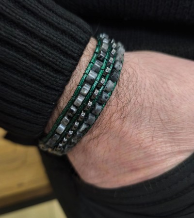 Larvakit & Hematit Bileklik - B-3582-1