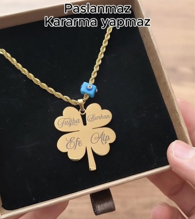 Çelik Yonca Kolye K-3493-1 